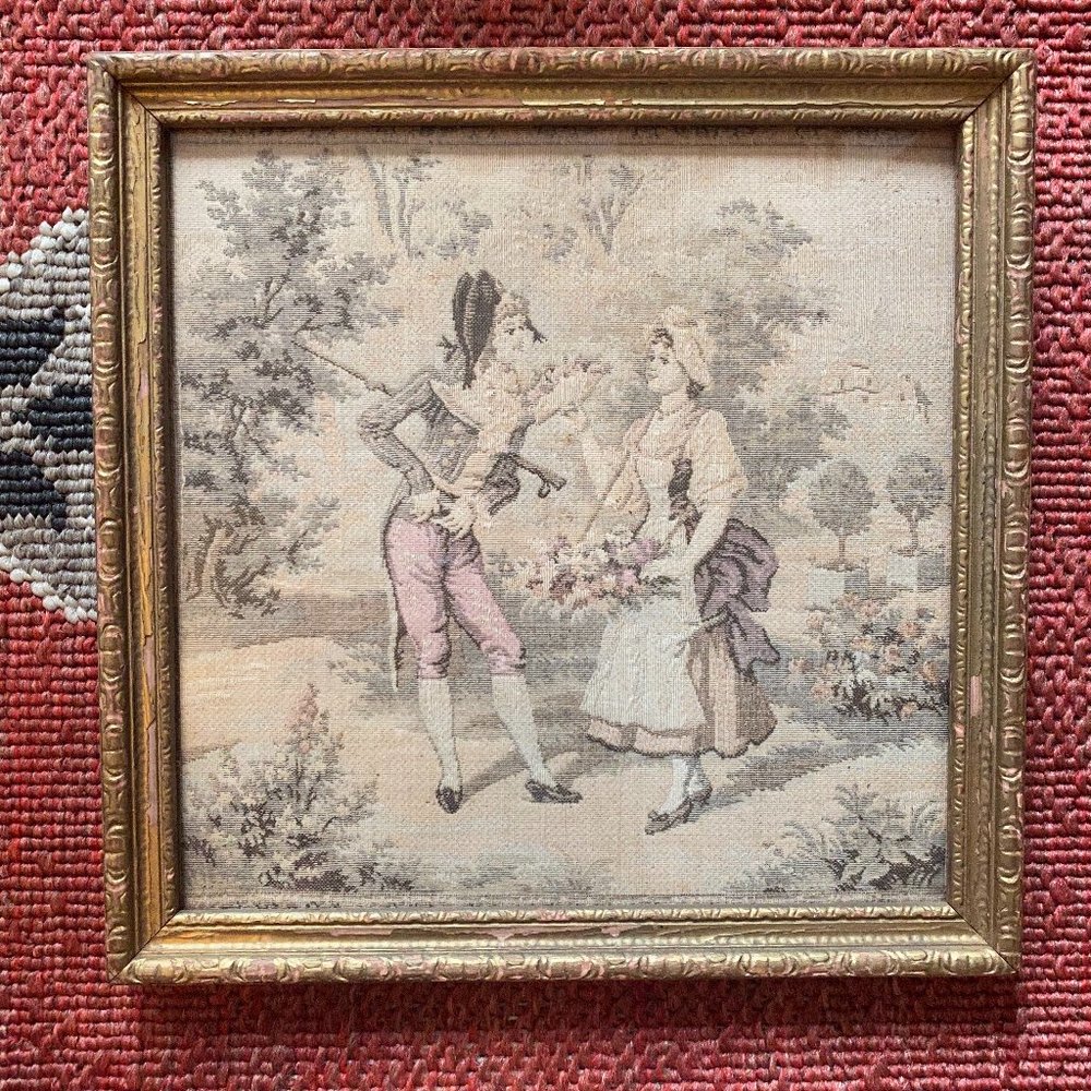 Vintage 19th century framed fabric / tapestry - Picture 3 of 3